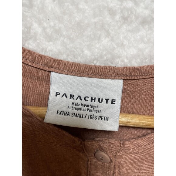 Parachute Extra Small 100% Linen Henley Shirt Clay Linen Sleep Tunic Shirt - Picture 3 of 7
